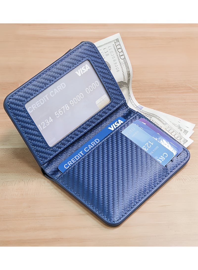 محفظة رجالية، محفظة من ألياف الكربون، تصميم بسيط، فتحات للبطاقات ومشبك نقود، متينة، سعة بطاقات متعددة - Image 4